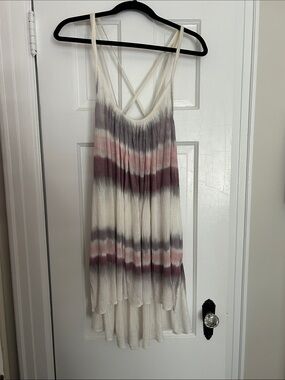 Free People Pink and Gray Tie-Dye Strappy Sundress